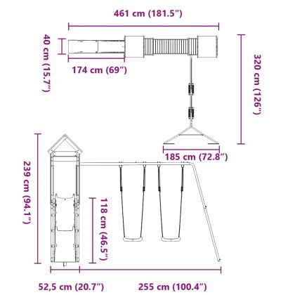 Комбинирано детско съоръжение за игра, импрегниран бор