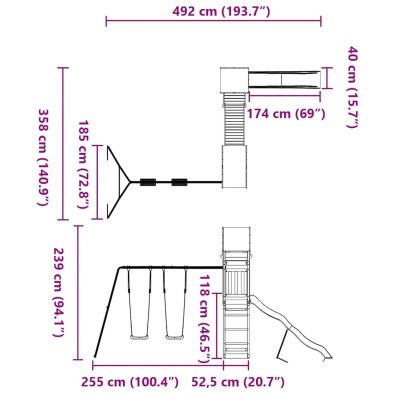 Комбинирано детско съоръжение за игра на открито, бор масив