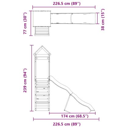 Комбинирано детско съоръжение, масивна дугласка дървесина