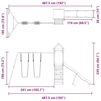 Комбинирано детско съоръжение за игра на открито, бор масив