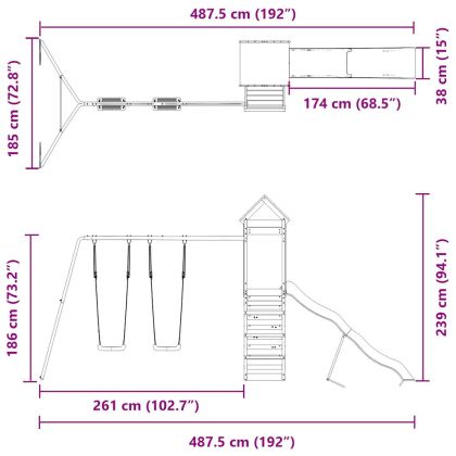 Комбинирано детско съоръжение за игра, импрегниран бор