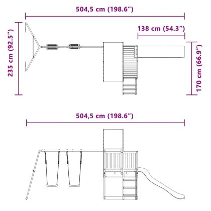 Комбинирано детско съоръжение за игра, импрегниран бор