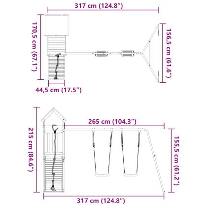 Комбинирано детско съоръжение, масивна дугласка дървесина