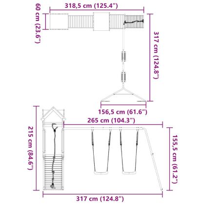 Комбинирано детско съоръжение за игра на открито, бор масив