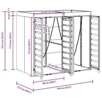 Контейнер за съхранение на 3 коша 340 x 77.5 x 115.5 см Стомана