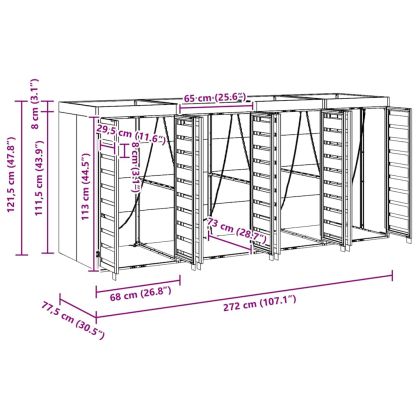 Контейнер за съхранение на 3 коша Антрацит