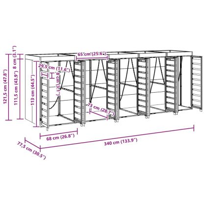 Контейнер за съхранение на 3 коша Антрацит