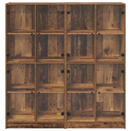 Висок шкаф 2 pcs Старо дърво 136 x 37 x 142 см Инженерно дърво