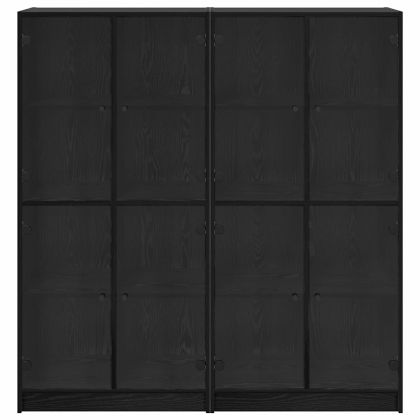 Висок шкаф 2 pcs Черния дъб 136 x 37 x 142 см Инженерно дърво