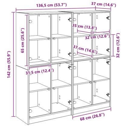 Висок шкаф 2 pcs Черния дъб 136 x 37 x 142 см Инженерно дърво