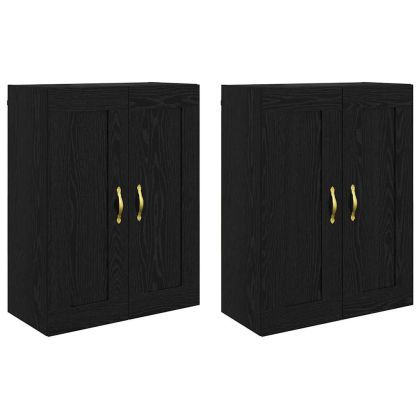 Стенно монтиран шкаф 2 pcs Черния дъб 69,5 x 34 x 90 см