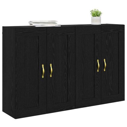 Стенно монтиран шкаф 2 pcs Черния дъб 69,5 x 34 x 90 см
