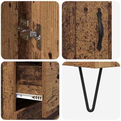 Висок шкаф Старо дърво 69,5 x 34 x 180 см Инженерно дърво