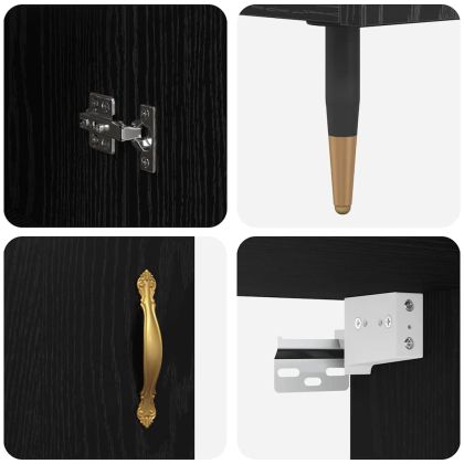 Висок шкаф Черния дъб 69,5 x 34 x 180 см Инженерно дърво