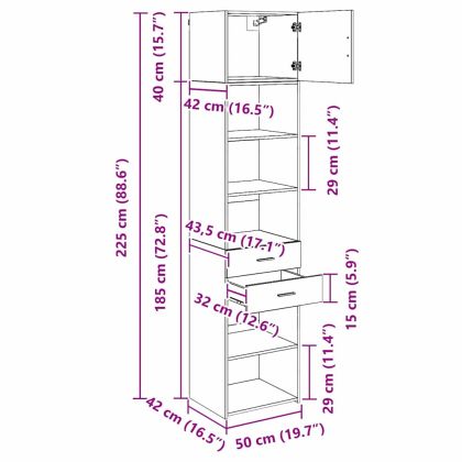 Висок шкаф Старо дърво 50 x 42,5 x 225 см Инженерно дърво