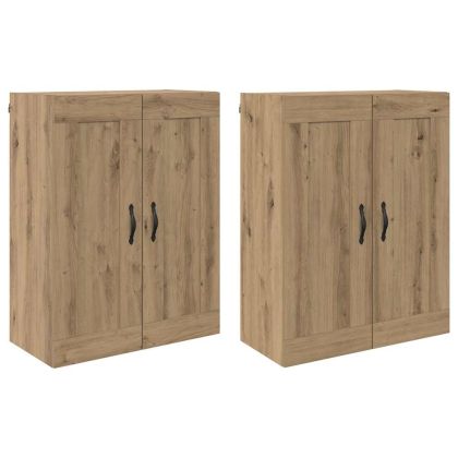 Стенно монтиран шкаф 2 pcs Дъб 69,5 x 34 x 90 см