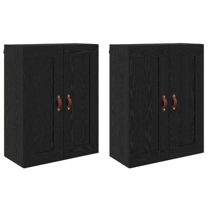 Стенно монтиран шкаф 2 pcs Черния дъб 69,5 x 34 x 90 см