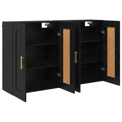 Стенно монтиран шкаф 2 pcs Черния дъб 69,5 x 34 x 90 см
