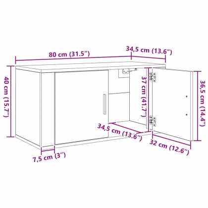 Комплект стенен ТВ шкаф 3 pcs Черния дъб 80 х 34,5 х 40 см