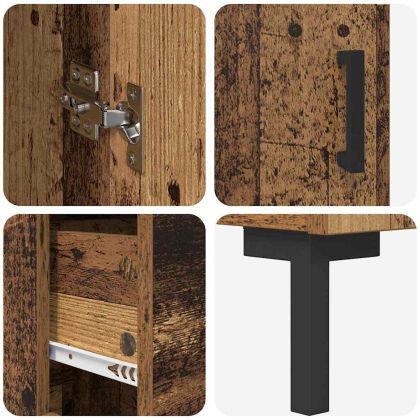 Висок шкаф с чекмедже 2 pcs Старо дърво Инженерно дърво