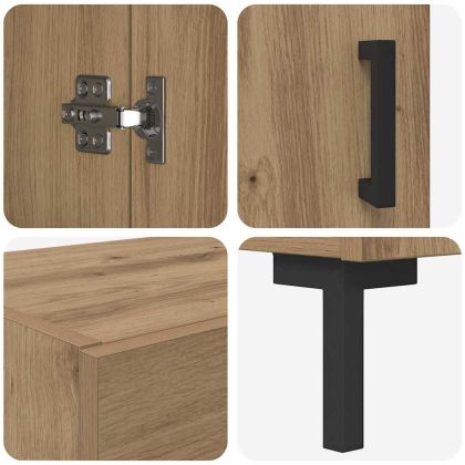 Висок шкаф 2 pcs Дъб Инженерно дърво