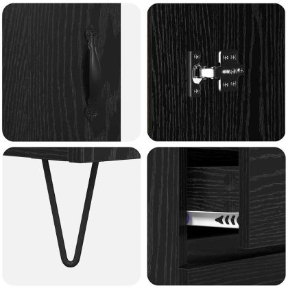 Висок шкаф 2 pcs Черния дъб Инженерна дървесина и стъкло