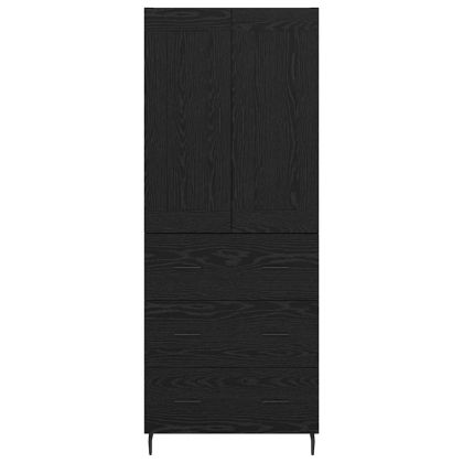Висок шкаф 2 pcs Черния дъб Инженерна дървесина и стъкло