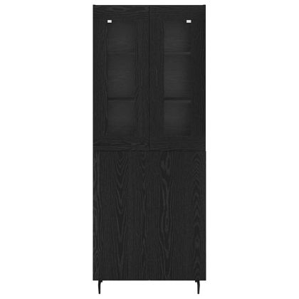 Висок шкаф 2 pcs Черния дъб Инженерна дървесина и стъкло