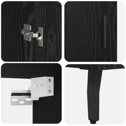 Висок шкаф 2 pcs Черния дъб Инженерна дървесина и стъкло