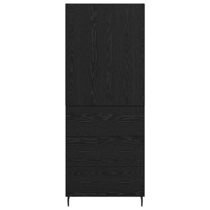 Висок шкаф с чекмедже Черен дъб 69,5 x 34 x 180 см