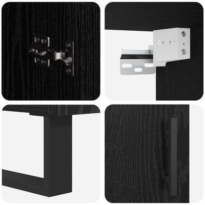 Висок шкаф 2 pcs Черния дъб Инженерна дървесина и стъкло