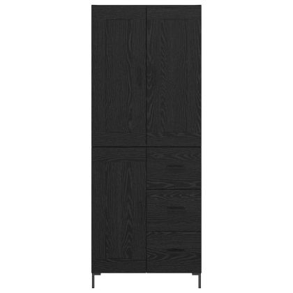 Висок шкаф с чекмедже 2 pcs Черния дъб Инженерно дърво