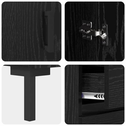 Висок шкаф с чекмедже 2 pcs Черния дъб Инженерно дърво