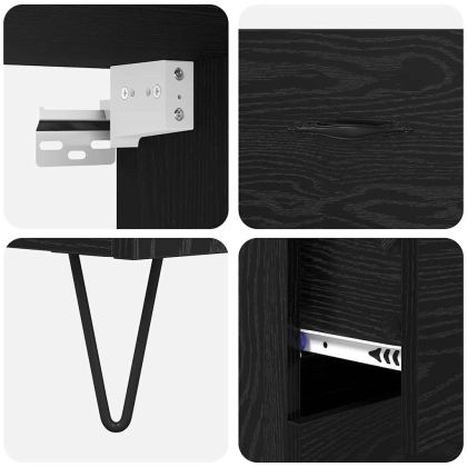 Висок шкаф Черния дъб 69,5 x 34 x 180 см Инженерно дърво