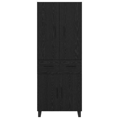 Висок шкаф 2 pcs Черния дъб Инженерна дървесина и стъкло