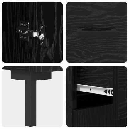 Висок шкаф с чекмедже 2 pcs Черния дъб Инженерно дърво