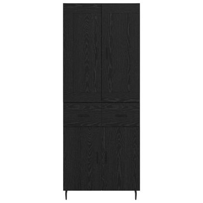 Висок шкаф 2 pcs Черния дъб Инженерна дървесина и стъкло