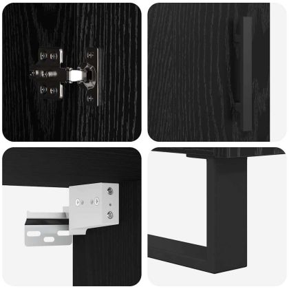 Висок шкаф 2 pcs Черния дъб Инженерна дървесина и стъкло