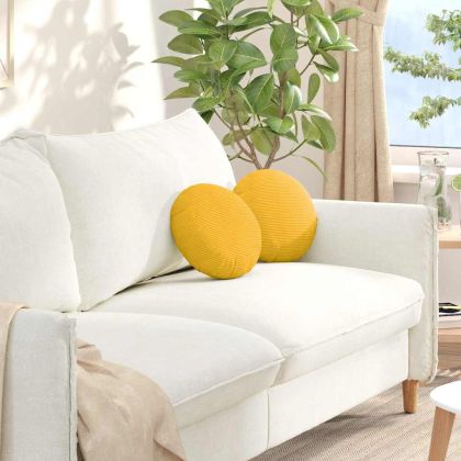 Възглавници за седалки 2 pcs Светло жълто Ø 30 cm