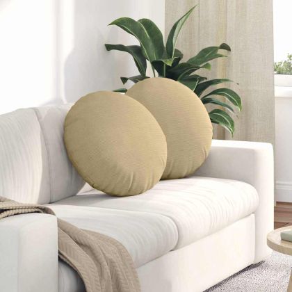 Възглавници за седалки 2 pcs Сивозелен Ø 50 cm Кордюрова тъкан