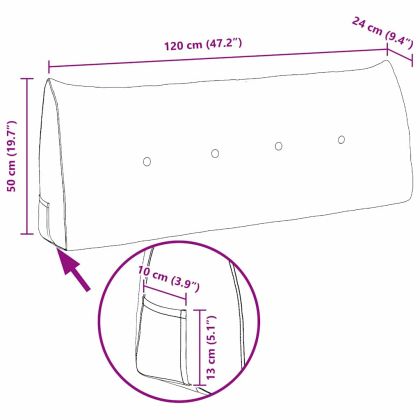 Възглавница за гръб Светло жълто 120 x 24 x 50 см текстил