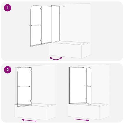 Касета за душ с две сгъваеми части Тъмен прозрачен