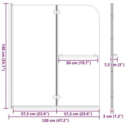 Душова обшивка Черно 95 x 140 cm ESG стъкло и алуминий