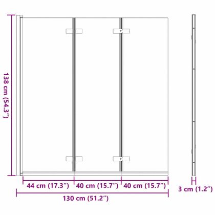 Душова обшивка Черно 130 x 138 см ESG стъкло и алуминий