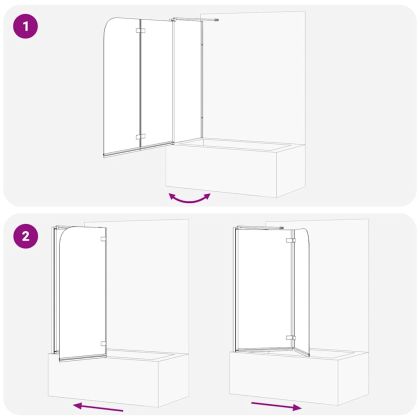 Вана с преграда Геометричен Черно 120 x 67 x 129 см