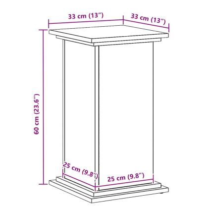 Стойка за растения Черния дъб 33 x 33 x 60 см Инженерно дърво