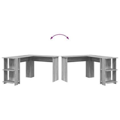 Ъглово бюро Сив Сонома 140 x 113,5 x 75 см Инженерно дърво