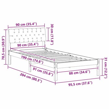 Рамка на леглото с таблото кафяво и тъмносиво 90 x 190 cm