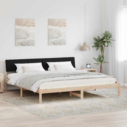 Рамка на леглото Кафяв и черен 160 x 200 cm Борово дърво масив