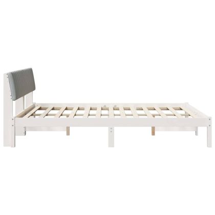 Рамка на леглото с таблото Бял и светлосив 160 x 200 cm